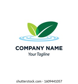 Green Leaves and Water Icon Vector Logo Template, EPS 10.