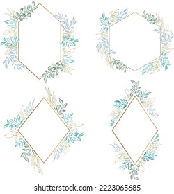 green leaves watercolor frame decoration