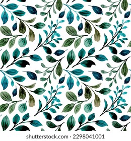 Green leaves watercolor pattern for background, fabric, textile, fashion, wallpaper, wedding, banner, sticker, decoration etc.