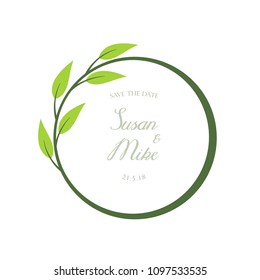 Green leaves wedding frame vector