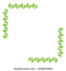 green leaves wreath corner frame, vector