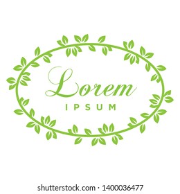 green leaves wreath frame, vector