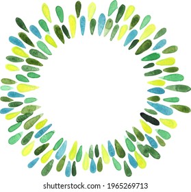 Green leaves wreath watercolor hand painting for decoration on nature ,organic and spring season theme.