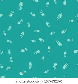Green LED light bulb icon isolated seamless pattern on green background. Economical LED illuminated lightbulb. Save energy lamp.  Vector Illustration