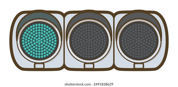 Green LED traffic light. Public property. Vector illustration.