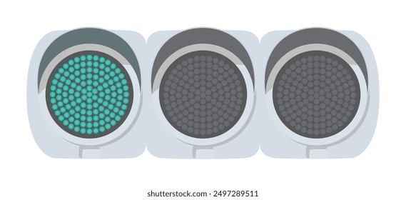 Green LED traffic light. Public property. Vector illustration.