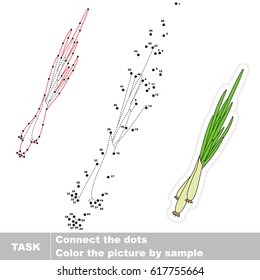 Green Leek Onion. Dot to dot educational game for kids.