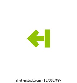 green left arrow  icon. Isolated on white. Continue icon. Back sign. Exit pictogram. West arrow.