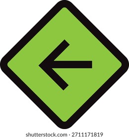 Green left arrow icon representing direction, navigation, back, and movement
