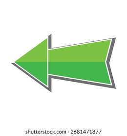 Ícone verde de vetor de seta para a esquerda isolado no plano de fundo branco. Símbolo de navegação geométrica plana, sinal de ponteiro de direção, perfeito para web, app e design infográfico.