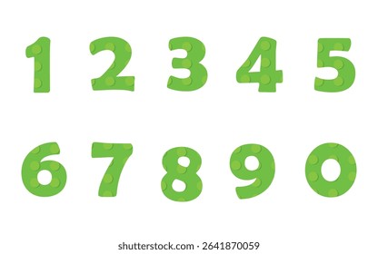 Green Lego numbers 0 to 9 illustration design