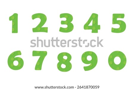 Green Lego numbers 0 to 9 illustration design
