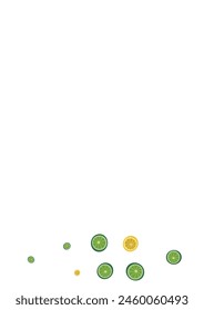 Green Lemon Background White Vector. Citrus Levitation Set. Bright Health Fruit. Yellow Detox Illustration.
