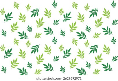 green and lemon colour leaves pattern with white background