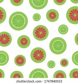 Green lemon and grapefruit handdraw vector repeat