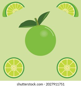 Green lemon or half green lemon and corner fresh green lemon