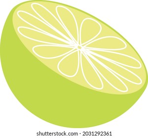 Silueta de corte de cítricos de lima de limón verde. Diseño vectorial de imágenes de clip de logotipo sencillo plano.