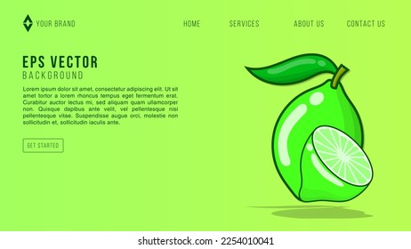 Green lemon and lime lemonade web template. Lemonade green seamless website background.