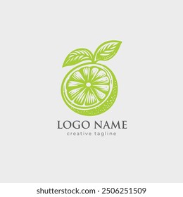 Green lemon logo, lime, green, organic, slice, lemon logo fully editable vector template