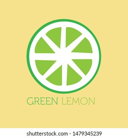 green lemon on the yellow background