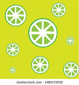 green lemon pattern on the green background