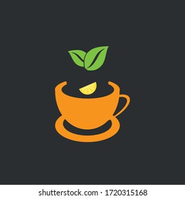 Icono de té de limón verde, icono de taza, ilustración de diseño plano