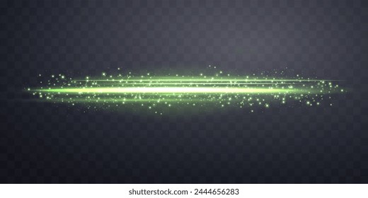 Green lens flare. Isolated on transparent background. Sun flash with rays or spotlight. Green glow flare light effect. Vector illustration