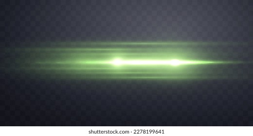 Green lens flares set. Isolated on transparent background. Sun flash with rays or spotlight. Green glow flare light effect. Vector illustration