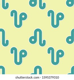 Green Leo zodiac sign icon isolated seamless pattern on yellow background. Astrological horoscope collection.  Vector Illustration