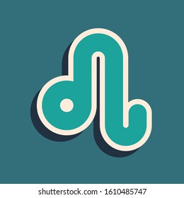 Green Leo zodiac sign icon isolated on blue background. Astrological horoscope collection. Long shadow style. Vector Illustration