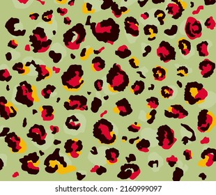 Green leopard. Cover print. Vector stock illustration. Spotted design