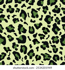 Green Leopard Print, Seamless Leopard Pattern, Cheetah Spots Pattern Background.