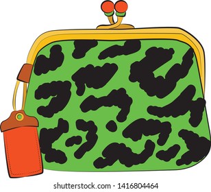 
Green leopard Women bag clutch Fashion illustration vector  object isolated
