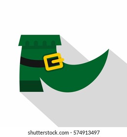 Green leprechaun boot icon. Flat illustration of green leprechaun boot vector icon for web   on white background