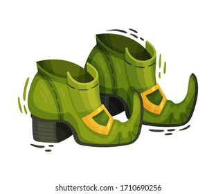 Green Leprechaun Boots as Feast of Saint Patrick Symbol Vector Illustration