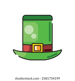 Green Leprechaun Costume Hat Isolated Vector Icon