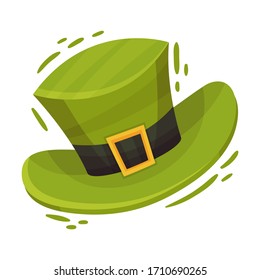 Green Leprechaun Hat as Feast of Saint Patrick Symbol Vector Illustration