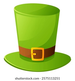 Green Leprechaun Hat with Gold Buckle for St. Patrick's Day. Green Top Hat. Irish Leprechaun Costume.