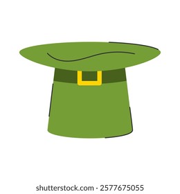 A green leprechaun hat with a gold buckle, a classic symbol of St. Patrick's Day. 