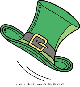 Green leprechaun hat with gold buckle.