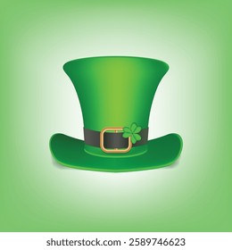 Green leprechaun hat with a gold buckle, perfect for St. Patrick’s Day designs.