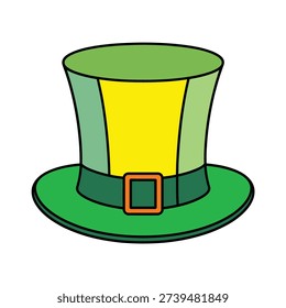 Green leprechaun hat icon, St Patricks parade marshal badge, pub quiz night poster, costume contest session, dress code reminder