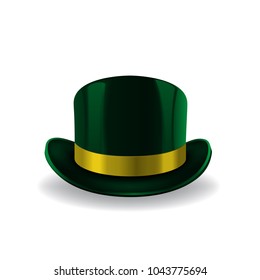 Green leprechaun hat on white background. St Patricks hat. Vector illustration