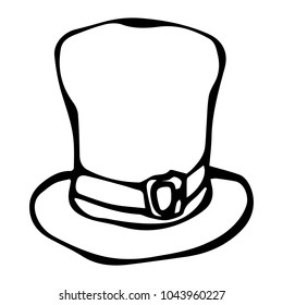 Green Leprechaun Hat. Saint Patricks Day Ireland Vector Illustration Hand Drawn. 