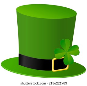 Green leprechaun top hat with a four leaf clover attached (cut out)