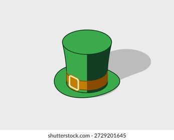 Sombrero de copa de duende verde Ilustración vectorial isométrica con sombra