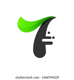 green letter 7 with leaf for green and ecology logo, seven letter and leaf logo design template element, herbal brand identity