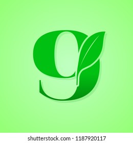 Green Letter 9 with leaf for green and ecology logo.