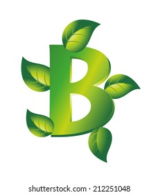 Green letter B  with leaf