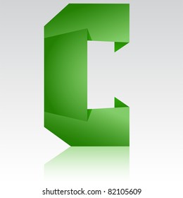 green letter "C" folded paper